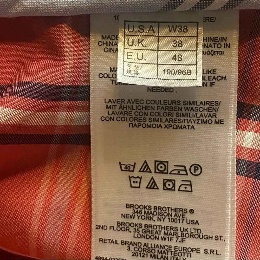 Brooks Brothers Coral Plaid Swim Shorts Size 38